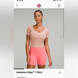 Lululemon align t shirt color pink clay size 2